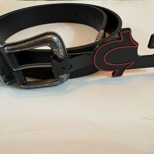 True Religion Palomo Belt ~ Black Alligator Print | Men's 32 *NWT